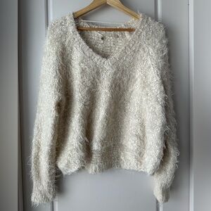 Elegant Cream V-Neck Sweater